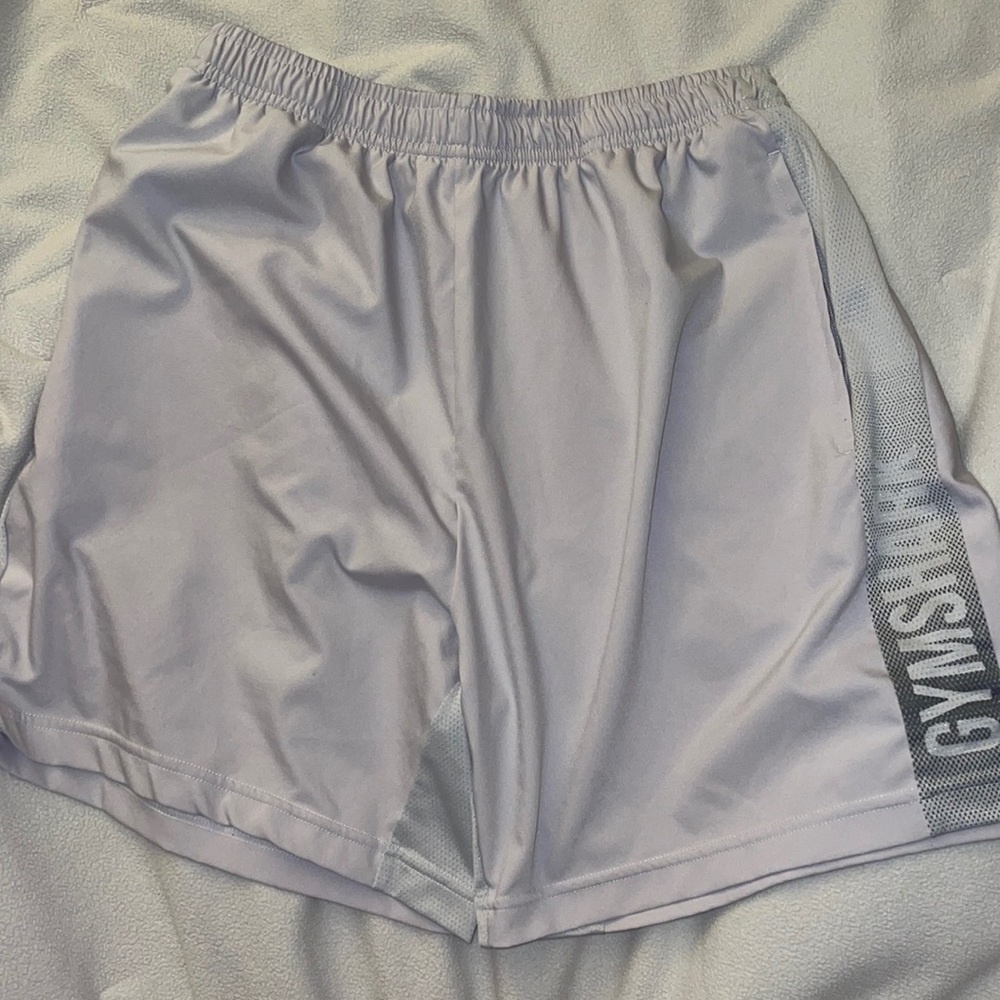 Gray Gymshark graphic sport shorts: 5inch inseam